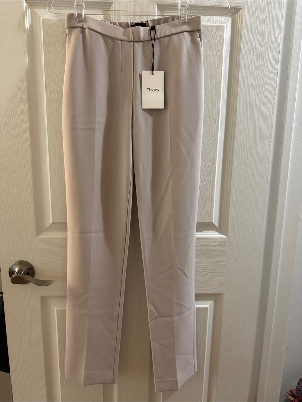 Theory Beige Straight-Leg Dress Pants